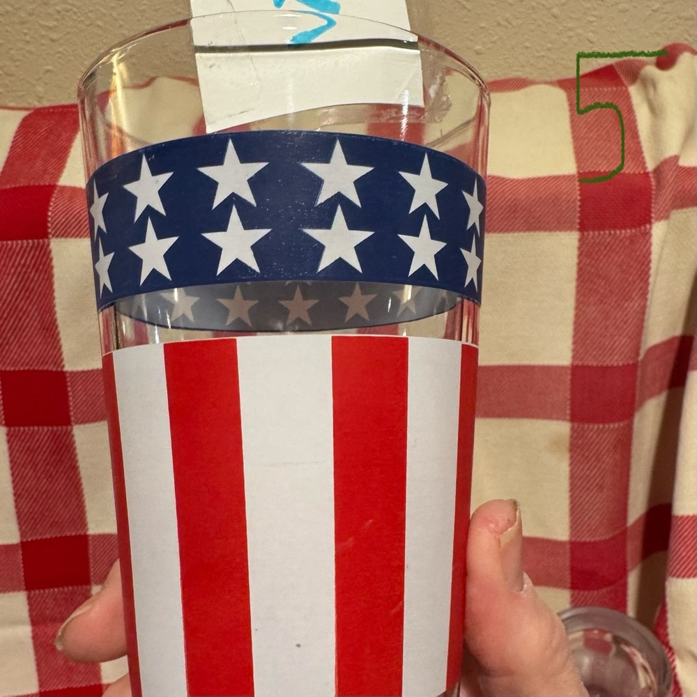 Patriotic Star and Stripe Glass Set of Libby-like Drinking Glasses - Picture 9 of 14